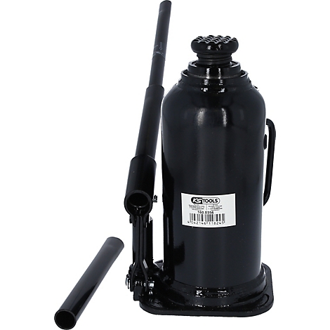 Schwarzer hydraulischer Wagenheber mit Hebel und Griff, KS TOOLS Logo.